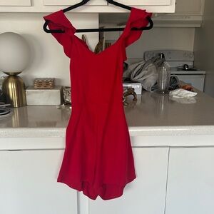 Chic Red Ruffle Romper